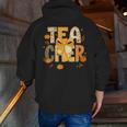 Fall Teacher Pumpkin Coquette Bow Autumn Classroom Men Zip Up Hoodie Back Print, funny gift