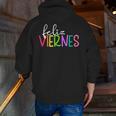 Feliz Viernes Happy Friday Spanish Teacher Friday Spanish Sp Men Zip Up Hoodie Back Print, funny gift