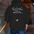 Fun Pregnant Teacher Announcement Idea- Footprints On Tummy Men Zip Up Hoodie Back Print, funny gift