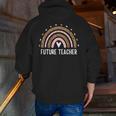 Future Teacher Kids Youth Girls Leopard Rainbow Women Men Zip Up Hoodie Back Print, Future Teacher Hoodies, funny gift