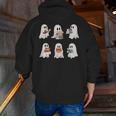 Ghost Reading Books Teacher Halloween Librarian Cute Boook Men Zip Up Hoodie Back Print, funny gift