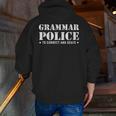 Grammar Police T Shirt English Teacher Men Zip Up Hoodie Back Print, English Teacher Hoodies, funny gift