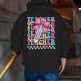 Groovy Teacher Cute Coquette Bow Flower Retro Back To School Men Zip Up Hoodie Back Print, Groovy Teacher Hoodies, funny gift