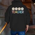 Groovy Teacher Cute Daisy Flower Retro Back To School Men Zip Up Hoodie Back Print, Groovy Teacher Hoodies, funny gift