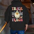 Groovy Teacher Halloween Retro Trick Or Teach Floral Ghost Men Zip Up Hoodie Back Print, Groovy Teacher Hoodies, funny gift