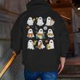 Halloween Ghost Music Teacher Playing Instruments Men Zip Up Hoodie Back Print, funny gift