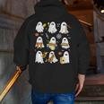 Halloween Ghost Playing Musical Instruments Music Teacher Men Zip Up Hoodie Back Print, funny gift