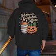 Halloween Teacher Phonemes Graphemes Caffeine Coffee Lover Men Zip Up Hoodie Back Print, funny gift