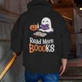 Halloween Teacher Women Cute Reading Ghost Read More Books Men Zip Up Hoodie Back Print, funny gift Halloween Teacher Women Cute Reading Ghost Read More Books Men Zip Up Hoodie Back Print, funny gift