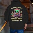 Halloween Teacher Zombie Reading Is Good For Brains Men Zip Up Hoodie Back Print, funny gift