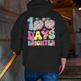 Happy 100th Day Of School 100 Days Brighter Teachers Kids Men Zip Up Hoodie Back Print, funny gift