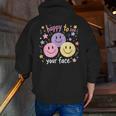 Happy To See Your Face Smile Face Teacher Back To School Men Zip Up Hoodie Back Print, funny gift