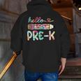 Hello Pre-K Pencil Teacher Student Tie Dye Men Zip Up Hoodie Back Print, funny gift