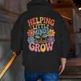Helping Little Minds Grow Teacher First Day Back To School Men Zip Up Hoodie Back Print, funny gift