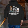 Inclusion Isn't Scary SLP Halloween Costume Sped Teacher Men Zip Up Hoodie Back Print, funny gift