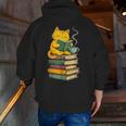 Kawaii Cats Lover Coffee Books Teacher Librarian Cat Men Zip Up Hoodie Back Print, funny gift