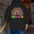 Kindergarten Rainbow Girls Boys Teacher Team Kinder Squad Men Zip Up Hoodie Back Print, funny gift