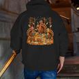 Librarian Turkey Reading Book Fall Thanksgiving Teacher Men Zip Up Hoodie Back Print, funny gift