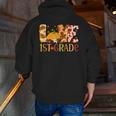 Love First Grade Happy Fall Thanksgiving Women 1st Teacher Men Zip Up Hoodie Back Print, First Grade Teacher Hoodies, funny gift