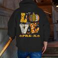 LOVE Pre-K Pumpkin Teacher Student Halloween Costume Men Zip Up Hoodie Back Print, funny gift