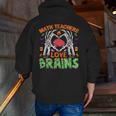 Math Teacher Love Brain Heart Skeleton Hand Zombie Halloween Men Zip Up Hoodie Back Print, funny gift