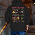 Merry Syllables Teacher Christmas Educational Kids Men Zip Up Hoodie Back Print, funny gift Merry Syllables Teacher Christmas Educational Kids Men Zip Up Hoodie Back Print, funny gift