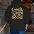 One Thankful Substitute Teacher Turkey Leopard Thanksgiving For Men Women Men Zip Up Hoodie Back Print, funny gift