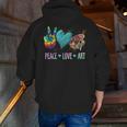 Peace Love Art Painting Palette Art Teacher Men Zip Up Hoodie Back Print, funny gift