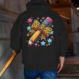 Pencil Leopard Coquette Bow Teacher Life Back To School Men Zip Up Hoodie Back Print, funny gift