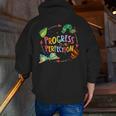 Progress Over Perfection Caterpillar Teacher Back To School Men Zip Up Hoodie Back Print, funny gift Progress Over Perfection Caterpillar Teacher Back To School Men Zip Up Hoodie Back Print, funny gift