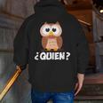 Quien Who Owl Spanish Teacher Men Zip Up Hoodie Back Print, funny gift