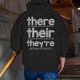 There Their They'Re English Grammar Teacher Humor Men Zip Up Hoodie Back Print, English Teacher Hoodies, funny gift