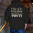 Retro Back To School Women Old Camo Pre-K Teacher Men Zip Up Hoodie Back Print, funny gift