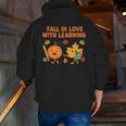 Retro Fall In Love With Learning Autumn Pumpkin Teacher Men Zip Up Hoodie Back Print, funny gift Retro Fall In Love With Learning Autumn Pumpkin Teacher Men Zip Up Hoodie Back Print, funny gift