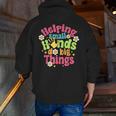 Retro Helping Small Hands Do Big Things Teacher Appreciation For Men Women Men Zip Up Hoodie Back Print, funny gift Retro Helping Small Hands Do Big Things Teacher Appreciation For Men Women Men Zip Up Hoodie Back Print, funny gift