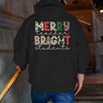 Retro Merry Teacher Bright Students Christmas Teacher Men Zip Up Hoodie Back Print, funny gift