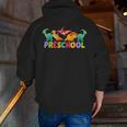 Retro Preschool Cute Dinosaur Preschool Teacher Kids Boys Men Zip Up Hoodie Back Print, funny gift