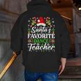 Santa's Favorite Dance Teacher Shirt Christmas Pajama Men Zip Up Hoodie Back Print, funny gift
