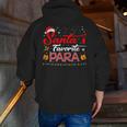 Santa's Favorite Para Christmas Paraprofessional Teacher Men Zip Up Hoodie Back Print, funny gift