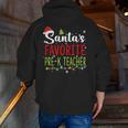 Santa's Favorite Pre-K Teacher Christmas Santa Hat Lights For Men Women Kids Men Zip Up Hoodie Back Print, funny gift