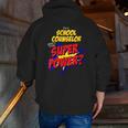 School Counselor Teacher Superhero Superpower Comic Book Men Zip Up Hoodie Back Print, funny gift