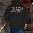 Teach Love Inspire Leopard Back To School Cute Teacher Men Women Girls Kids Men Zip Up Hoodie Back Print, funny gift