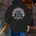Teach Love Inspire Teacher Men Zip Up Hoodie Back Print, funny gift
