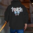 Teach Teacher Coquette Bow Pencil Back To School First Day Men Zip Up Hoodie Back Print, funny gift