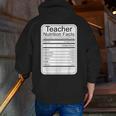 Teacher Nutrition Facts Teachers Nutritional Fact Men Zip Up Hoodie Back Print, funny gift