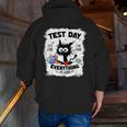 Test Day Stressed Cat Teacher Student Kids Testing Day Men Zip Up Hoodie Back Print, funny gift