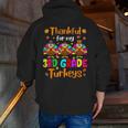 Thankful For My 3rd Grade Turkeys Thanksgiving Teacher Kids Men Zip Up Hoodie Back Print, funny gift