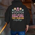 Tiny People Help Do Big Things Nursery Teacher Men Zip Up Hoodie Back Print, funny gift