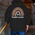 Toddler Teacher Rainbow Leopard Infant Teacher Men Women Men Zip Up Hoodie Back Print, funny gift
