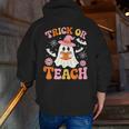 Trick Or Teach Cute Floral Ghost Teacher Halloween Costume Men Zip Up Hoodie Back Print, funny gift
